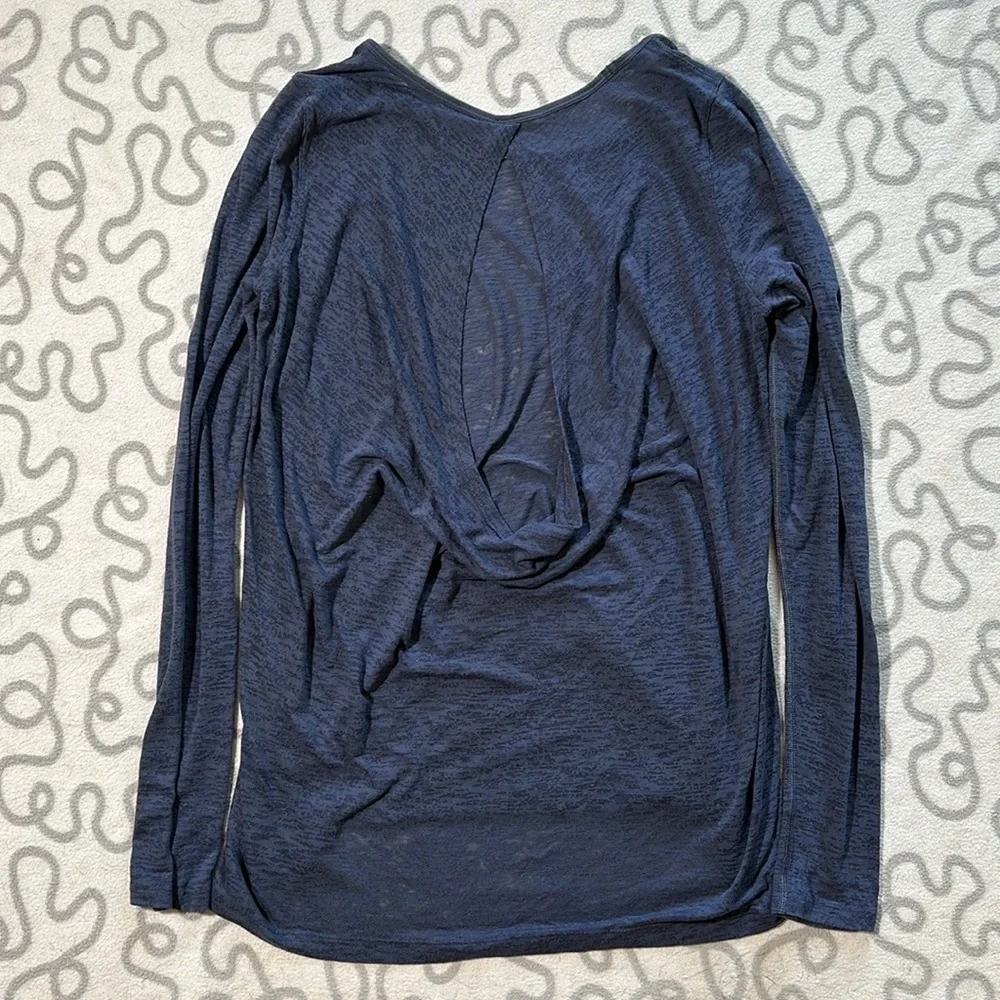 Lululemon Blue Burnout Open Back along Sleeve Top